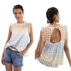 Anthropologie Ollari Ruffled Eyelet Tank Size XS